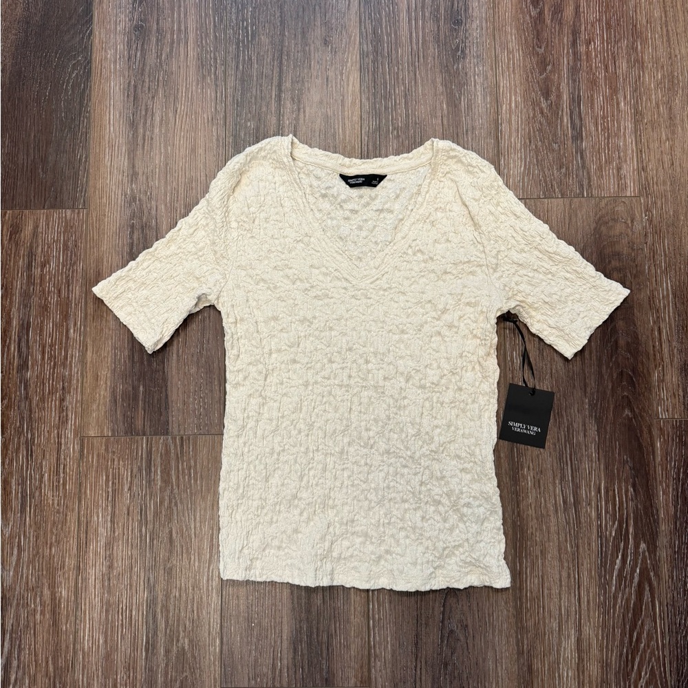 Simply Vera Vera Wang Textured Cream Short Sleeve Top